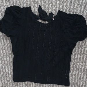 Free People Black Eyelet Top